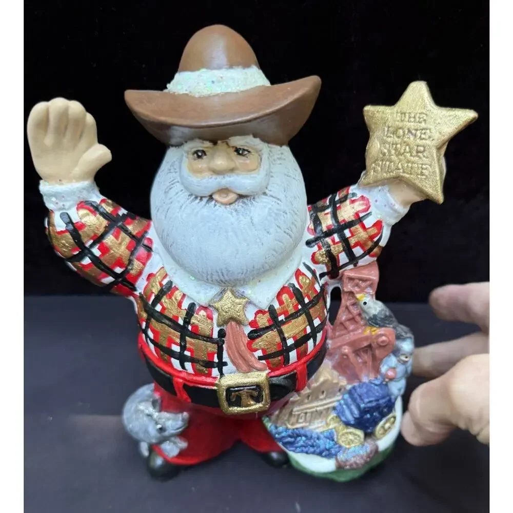 VTG 2000 Lone Star State TEXAS Cowboy Oil Santa Christmas Ceramic Mold Figure